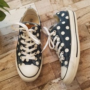 Polka Dot Navy Low Converse Sneakers